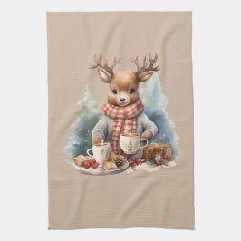 クリスマスのキッチンタオルシカイラストレーション キッチンタオル