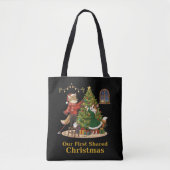 クリスマスのキツネとネコのツリー飾り付け トートバッグ (正面)