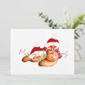 クリスマスのキツネ　楽しい休暇　かわいいキツネ シーズンカード (スタンド正面)