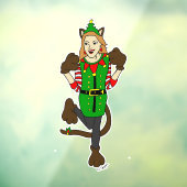 クリスマスのキャットガールボタン ウィンドウサイン (シート3)
