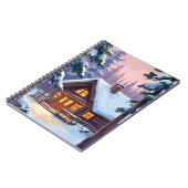 クリスマスのキャビン | 冬の森の雪景色 ノートブック (左側)