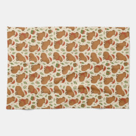 クリスマスのキャピバラ キッチンタオル