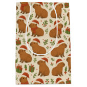 クリスマスのキャピバラ ミディアムペーパーバッグ (正面)