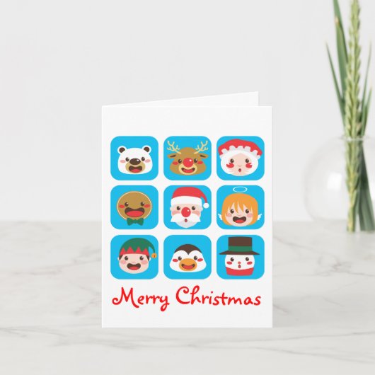 クリスマスのキャラクターの顔 シーズンカード (正面)