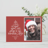 クリスマスのキャロルの歌詞の木の赤い写真 シーズンカード (スタンド正面)