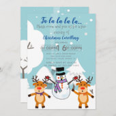 クリスマスのキャロルを歌う募金活動のイベントのパーティー 招待状 (正面/裏面)