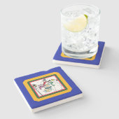 クリスマスのキャロルを歌っている雪だるま ストーンコースター (横)