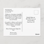 クリスマスのキャロルネズミは水色かわいい ポストカード (裏面)