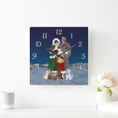 クリスマスのキャロル スクエア壁時計 (ホーム)