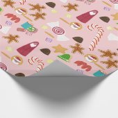 クリスマスのキャンディキャンデーのはっか菓子の杖 ラッピングペーパー (角)