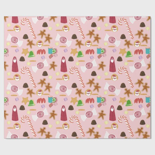 クリスマスのキャンディキャンデーのはっか菓子の杖 ラッピングペーパー (フラット)