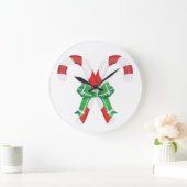 クリスマスのキャンディキャン ラージ壁時計 (ホーム)