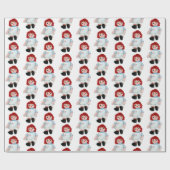 クリスマスのキャンディケインを持つぬいぐるみ人形 ラッピングペーパー (フラット)