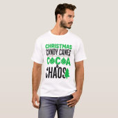 クリスマスのキャンディケイン ココアカオス デザイン Tシャツ (正面フル)