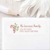 クリスマスのキャンディケイン 冬のボタニカル リターンラベル ラベル (インサイチュ)