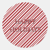 クリスマスのキャンディケーン ストライプ ラウンドシール (正面)