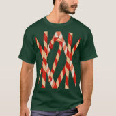 クリスマスのキャンディケーン 赤 白 ベクターデザイン Tシャツ (正面)