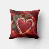 クリスマスのキャンディーキャン・ハート・ウィズ・ライト クッション (裏面)