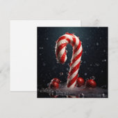 クリスマスのキャンディーケーンのホリデーグリーティングカード シーズンカード (正面/裏面)