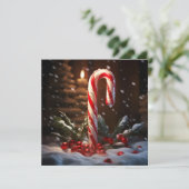 クリスマスのキャンディーケーンのホリデーグリーティングカード シーズンカード (スタンド正面)