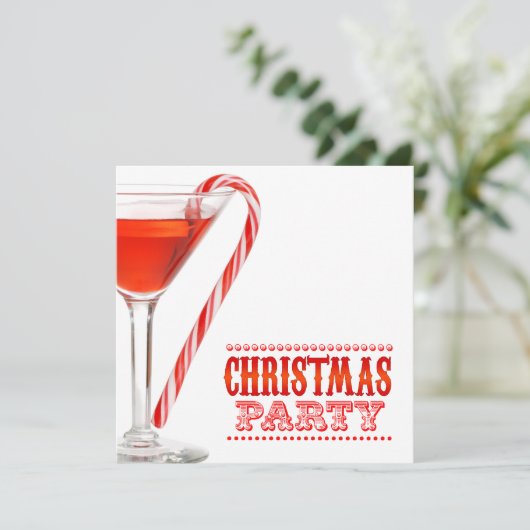 クリスマスのキャンディ・ケーンのカクテルのパーティの招待状 招待状 (スタンド正面)