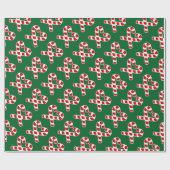 クリスマスのキャンディ・ケーンのハートの包装紙 ラッピングペーパー (フラット)