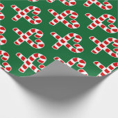 クリスマスのキャンディ・ケーンのハートの包装紙 ラッピングペーパー (角)