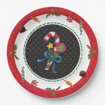 クリスマスのキャンディ・ケーンのパーティーのプレート