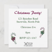 クリスマスのキャンディ・ケーンの招待状 招待状 (裏面)