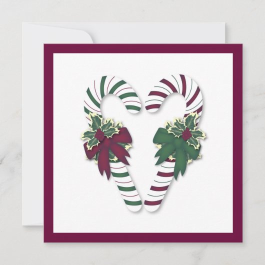 クリスマスのキャンディ・ケーンの招待状 招待状 (正面)