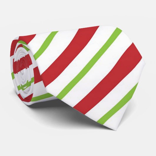 クリスマスのキャンディ・ケーンの緑のストライプのな休日のタイ ネクタイ (ロール)