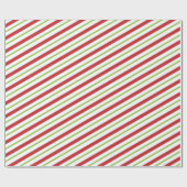 クリスマスのキャンディ・ケーンの緑のストライプのな包装紙 ラッピングペーパー (フラット)