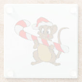 クリスマスのキャンディ・ケーンを持つマウス ガラスコースター (裏面)