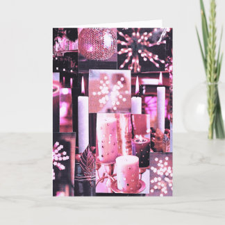 クリスマスのキャンドルとスパークル折りたたみホリデーカード シーズンカード
