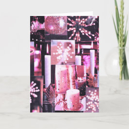 クリスマスのキャンドルとスパークル折り紙ホリデーカード シーズンカード