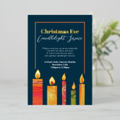 クリスマスのキャンドルライト・サービス　５本のキャンドル　ゴールド 箔シーズンカード (立ち正面)
