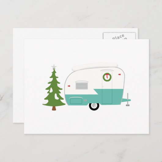 クリスマスのキャンピングカー シーズンポストカード (正面/裏面)