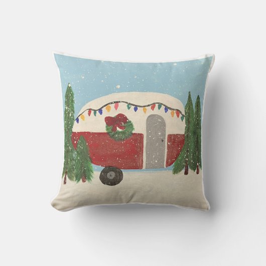 クリスマスのキャンピングトレーラー クッション (正面)