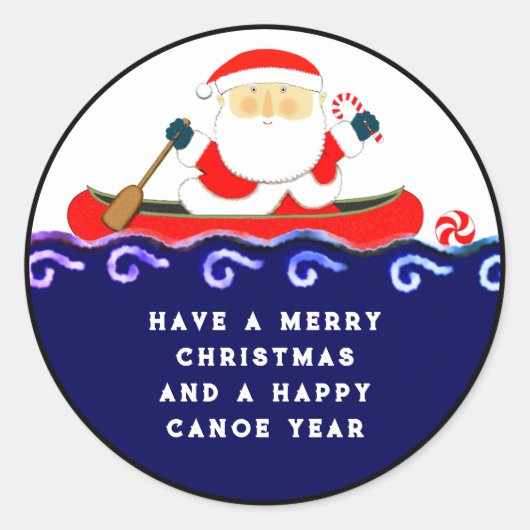 クリスマスのキャンプ用カヌー ラウンドシール (正面)