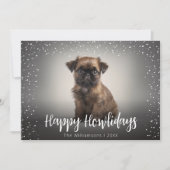 クリスマスのキュートな犬の写真 ハッピーハウリデイズ シーズンカード (正面)