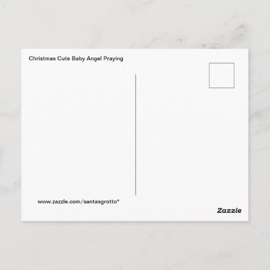 クリスマスのキュートな赤ちゃん天使が祈っている ポストカード (裏面)
