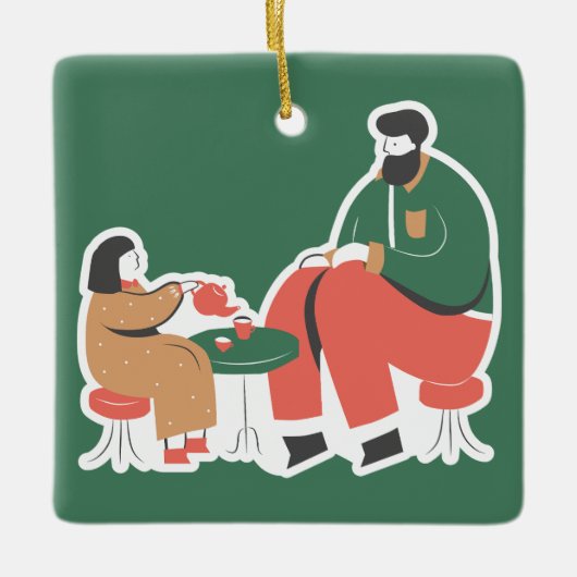 クリスマスのキュートな セラミックオーナメント (正面)