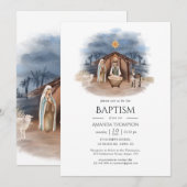 クリスマスのキリスト降誕と洗礼の招待状 招待状 (正面/裏面)