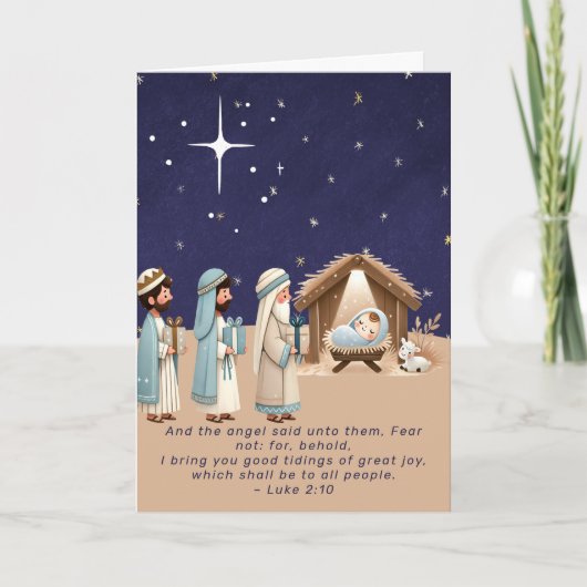 クリスマスのキリスト降誕のシーンと聖書 シーズンカード (正面)