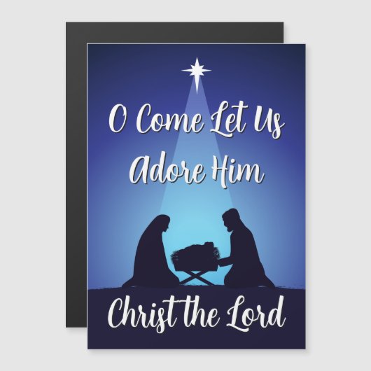 クリスマスのキリスト降誕のシーンのマグネットカード (正面/裏面)