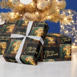 クリスマスのキリスト降誕のシーンの包装紙 ラッピングペーパー
