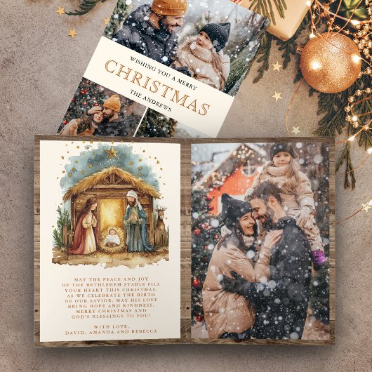 クリスマスのキリスト降誕のシーン写真コラージュ シーズンカード