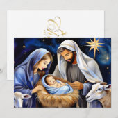 クリスマスのキリスト降誕のシーン シーズンカード (正面/裏面)