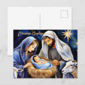 クリスマスのキリスト降誕のシーン シーズンポストカード (正面/裏面)