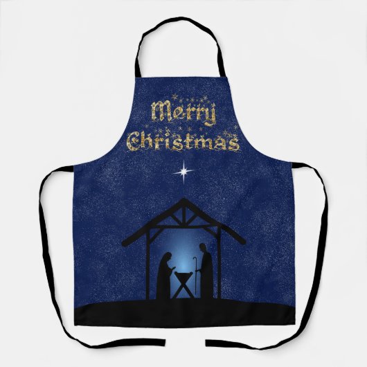 クリスマスのキリスト降誕の場面 宗教的 エプロン (正面)